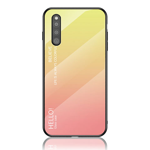 Carcasa Bumper Funda Silicona Espejo Gradiente Arco iris LS1 para Samsung Galaxy A41 SC-41A Amarillo