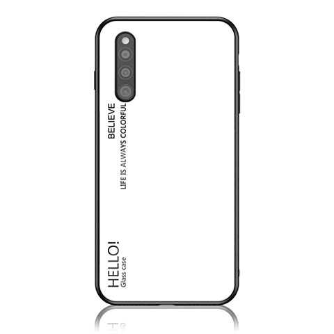 Carcasa Bumper Funda Silicona Espejo Gradiente Arco iris LS1 para Samsung Galaxy A41 SC-41A Blanco