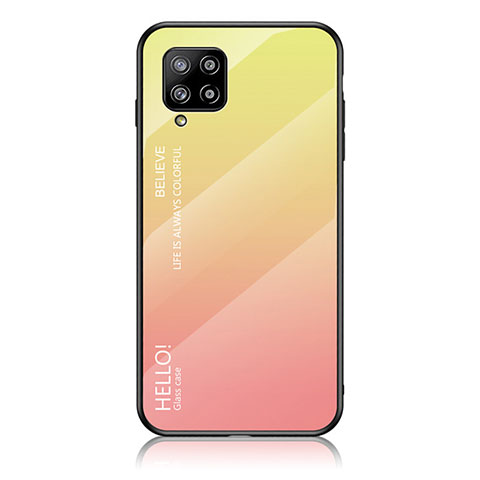 Carcasa Bumper Funda Silicona Espejo Gradiente Arco iris LS1 para Samsung Galaxy A42 5G Amarillo