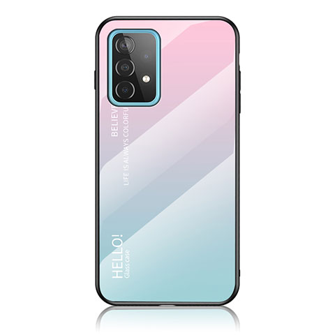 Carcasa Bumper Funda Silicona Espejo Gradiente Arco iris LS1 para Samsung Galaxy A52s 5G Cian