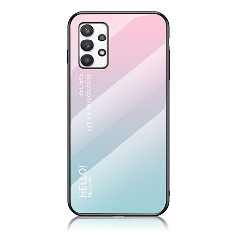 Carcasa Bumper Funda Silicona Espejo Gradiente Arco iris LS1 para Samsung Galaxy A53 5G Cian