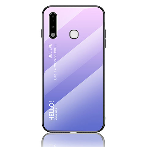 Carcasa Bumper Funda Silicona Espejo Gradiente Arco iris LS1 para Samsung Galaxy A70E Purpura Claro