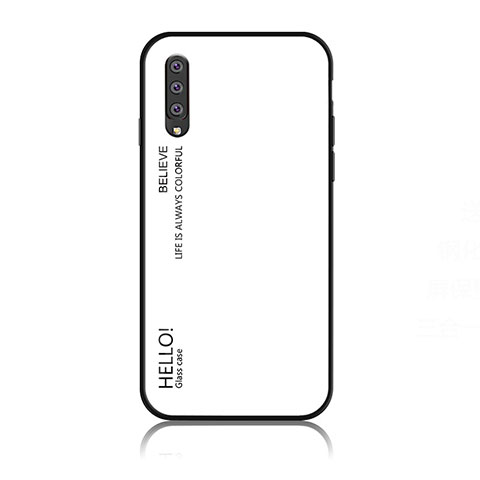 Carcasa Bumper Funda Silicona Espejo Gradiente Arco iris LS1 para Samsung Galaxy A70S Blanco