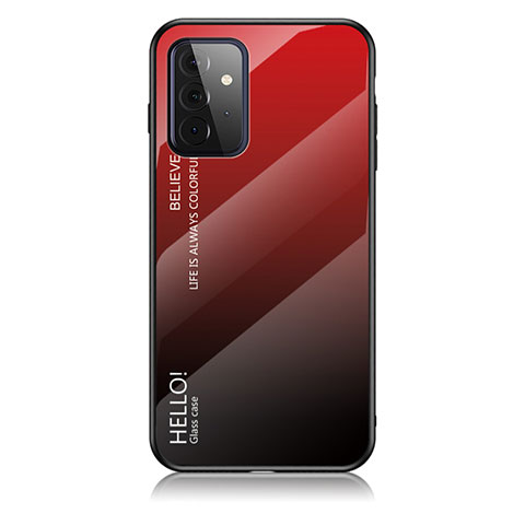 Carcasa Bumper Funda Silicona Espejo Gradiente Arco iris LS1 para Samsung Galaxy A72 4G Rojo