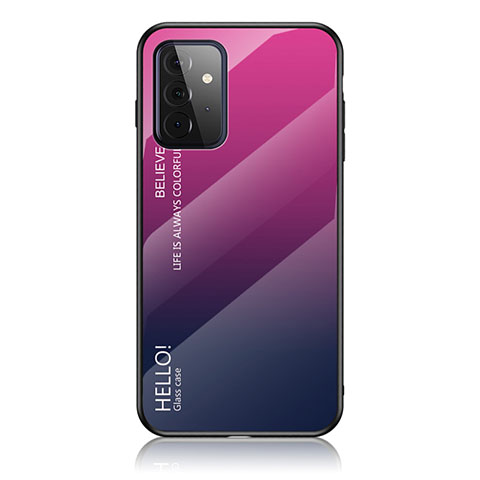 Carcasa Bumper Funda Silicona Espejo Gradiente Arco iris LS1 para Samsung Galaxy A72 4G Rosa Roja