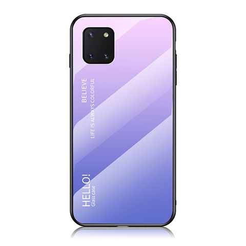 Carcasa Bumper Funda Silicona Espejo Gradiente Arco iris LS1 para Samsung Galaxy A81 Purpura Claro