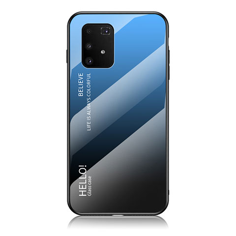 Carcasa Bumper Funda Silicona Espejo Gradiente Arco iris LS1 para Samsung Galaxy A91 Azul