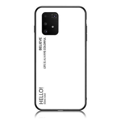 Carcasa Bumper Funda Silicona Espejo Gradiente Arco iris LS1 para Samsung Galaxy A91 Blanco