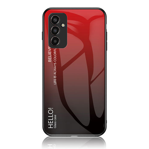 Carcasa Bumper Funda Silicona Espejo Gradiente Arco iris LS1 para Samsung Galaxy F13 4G Rojo