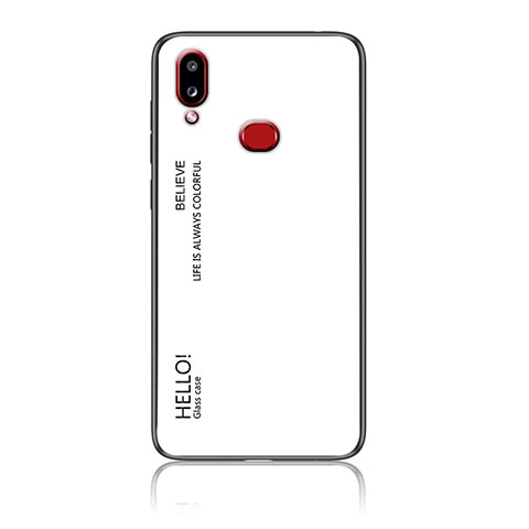 Carcasa Bumper Funda Silicona Espejo Gradiente Arco iris LS1 para Samsung Galaxy M01s Blanco