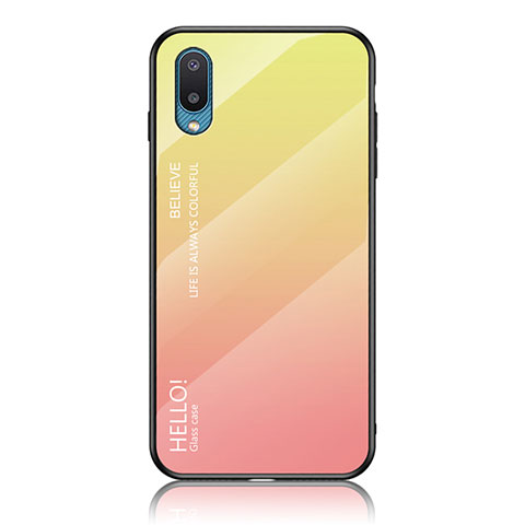 Carcasa Bumper Funda Silicona Espejo Gradiente Arco iris LS1 para Samsung Galaxy M02 Amarillo