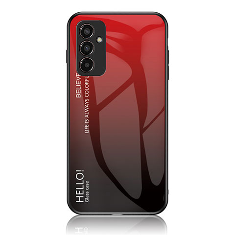 Carcasa Bumper Funda Silicona Espejo Gradiente Arco iris LS1 para Samsung Galaxy M13 4G Rojo