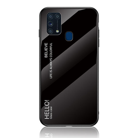 Carcasa Bumper Funda Silicona Espejo Gradiente Arco iris LS1 para Samsung Galaxy M31 Negro