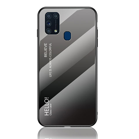 Carcasa Bumper Funda Silicona Espejo Gradiente Arco iris LS1 para Samsung Galaxy M31 Prime Edition Gris Oscuro