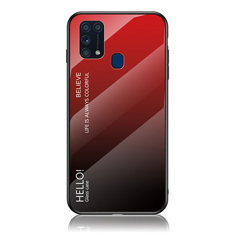 Carcasa Bumper Funda Silicona Espejo Gradiente Arco iris LS1 para Samsung Galaxy M31 Prime Edition Rojo