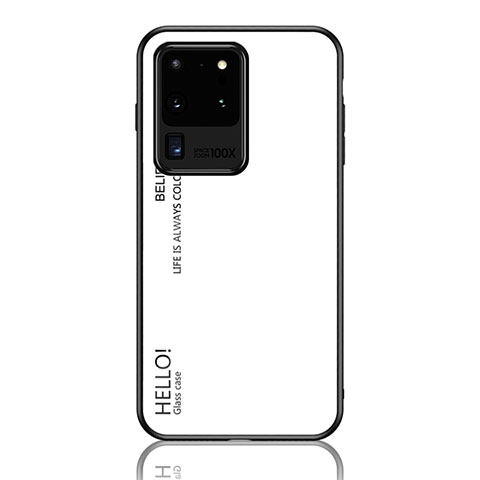 Carcasa Bumper Funda Silicona Espejo Gradiente Arco iris LS1 para Samsung Galaxy S20 Ultra 5G Blanco