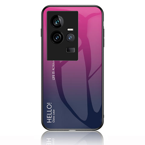 Carcasa Bumper Funda Silicona Espejo Gradiente Arco iris LS1 para Vivo iQOO 11 5G Rosa Roja