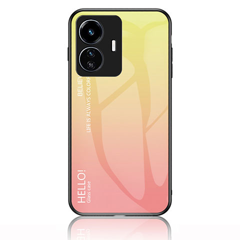 Carcasa Bumper Funda Silicona Espejo Gradiente Arco iris LS1 para Vivo iQOO Z6 Lite 5G Amarillo