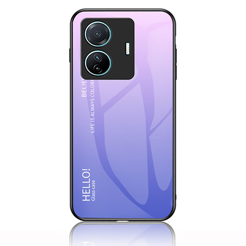 Carcasa Bumper Funda Silicona Espejo Gradiente Arco iris LS1 para Vivo T1 Pro 5G Purpura Claro