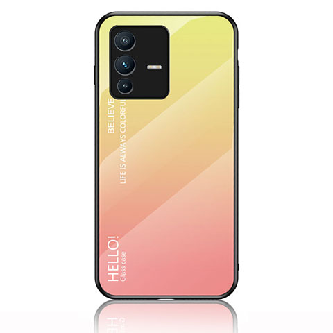 Carcasa Bumper Funda Silicona Espejo Gradiente Arco iris LS1 para Vivo V23 Pro 5G Amarillo