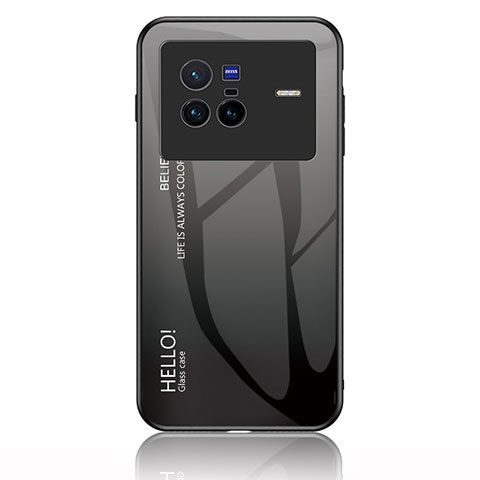 Carcasa Bumper Funda Silicona Espejo Gradiente Arco iris LS1 para Vivo X80 5G Gris Oscuro