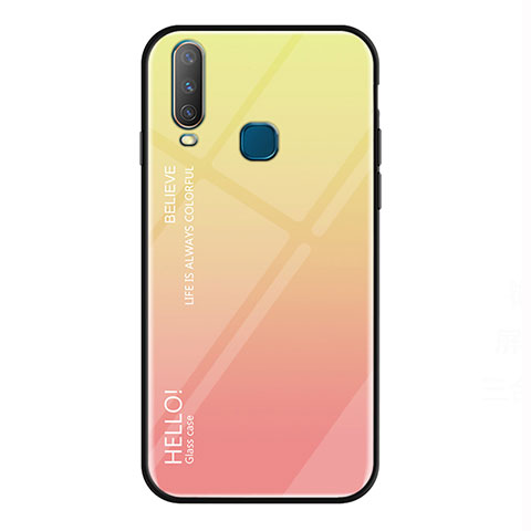 Carcasa Bumper Funda Silicona Espejo Gradiente Arco iris LS1 para Vivo Y11 Amarillo