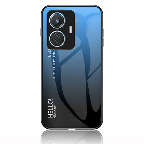 Carcasa Bumper Funda Silicona Espejo Gradiente Arco iris LS1 para Vivo Y55 4G Azul