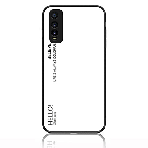 Carcasa Bumper Funda Silicona Espejo Gradiente Arco iris LS1 para Vivo Y70S 5G Blanco