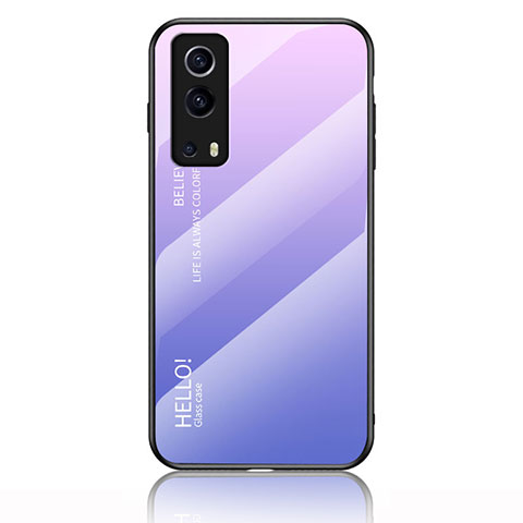 Carcasa Bumper Funda Silicona Espejo Gradiente Arco iris LS1 para Vivo Y75s 5G Purpura Claro