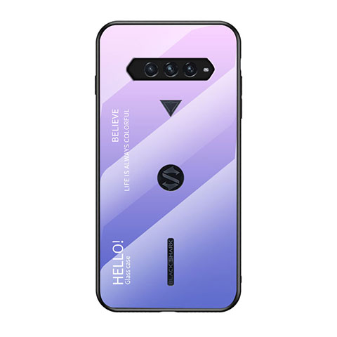 Carcasa Bumper Funda Silicona Espejo Gradiente Arco iris LS1 para Xiaomi Black Shark 4 Pro 5G Purpura Claro