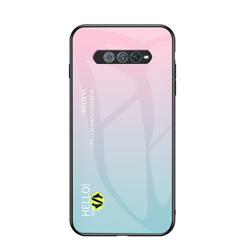 Carcasa Bumper Funda Silicona Espejo Gradiente Arco iris LS1 para Xiaomi Black Shark 5 RS 5G Cian