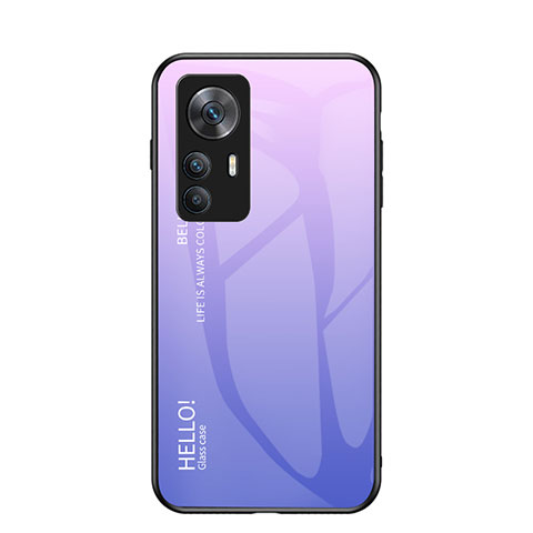 Carcasa Bumper Funda Silicona Espejo Gradiente Arco iris LS1 para Xiaomi Mi 12T Pro 5G Purpura Claro