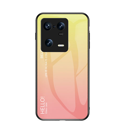 Carcasa Bumper Funda Silicona Espejo Gradiente Arco iris LS1 para Xiaomi Mi 13 Pro 5G Amarillo