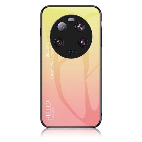 Carcasa Bumper Funda Silicona Espejo Gradiente Arco iris LS1 para Xiaomi Mi 13 Ultra 5G Amarillo