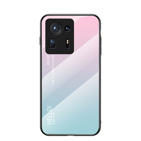 Carcasa Bumper Funda Silicona Espejo Gradiente Arco iris LS1 para Xiaomi Mi Mix 4 5G Cian