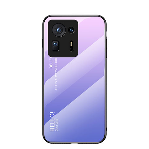 Carcasa Bumper Funda Silicona Espejo Gradiente Arco iris LS1 para Xiaomi Mi Mix 4 5G Purpura Claro