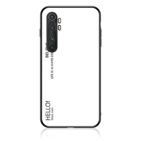 Carcasa Bumper Funda Silicona Espejo Gradiente Arco iris LS1 para Xiaomi Mi Note 10 Lite Blanco