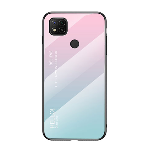 Carcasa Bumper Funda Silicona Espejo Gradiente Arco iris LS1 para Xiaomi POCO C3 Cian