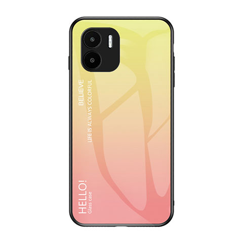 Carcasa Bumper Funda Silicona Espejo Gradiente Arco iris LS1 para Xiaomi Poco C50 Amarillo