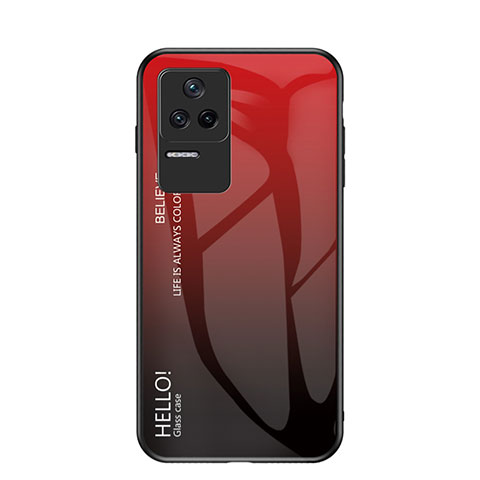 Carcasa Bumper Funda Silicona Espejo Gradiente Arco iris LS1 para Xiaomi Poco F4 5G Rojo