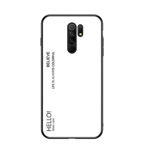 Carcasa Bumper Funda Silicona Espejo Gradiente Arco iris LS1 para Xiaomi Poco M2 Blanco