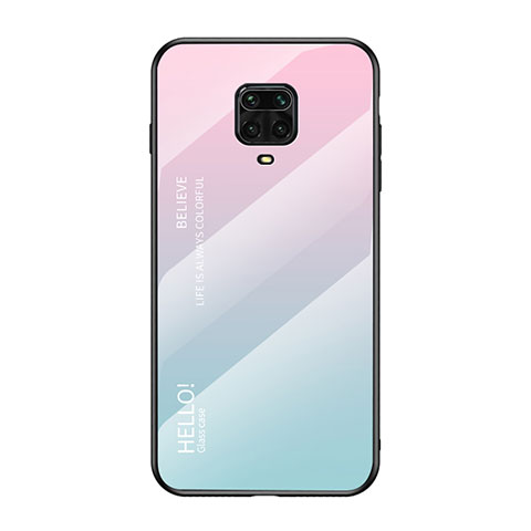 Carcasa Bumper Funda Silicona Espejo Gradiente Arco iris LS1 para Xiaomi Poco M2 Pro Cian