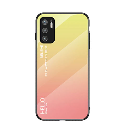 Carcasa Bumper Funda Silicona Espejo Gradiente Arco iris LS1 para Xiaomi POCO M3 Pro 5G Amarillo