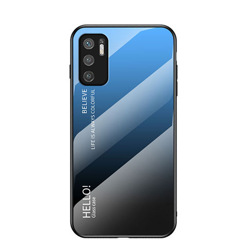 Carcasa Bumper Funda Silicona Espejo Gradiente Arco iris LS1 para Xiaomi POCO M3 Pro 5G Azul
