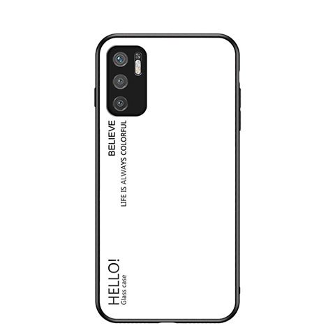 Carcasa Bumper Funda Silicona Espejo Gradiente Arco iris LS1 para Xiaomi POCO M3 Pro 5G Blanco