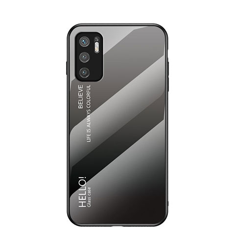 Carcasa Bumper Funda Silicona Espejo Gradiente Arco iris LS1 para Xiaomi POCO M3 Pro 5G Gris Oscuro