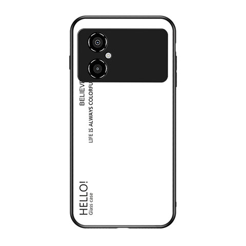 Carcasa Bumper Funda Silicona Espejo Gradiente Arco iris LS1 para Xiaomi Poco M4 5G Blanco