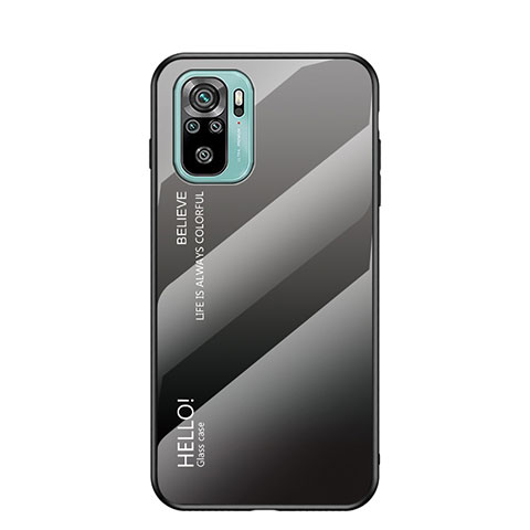 Carcasa Bumper Funda Silicona Espejo Gradiente Arco iris LS1 para Xiaomi Poco M5S Gris Oscuro