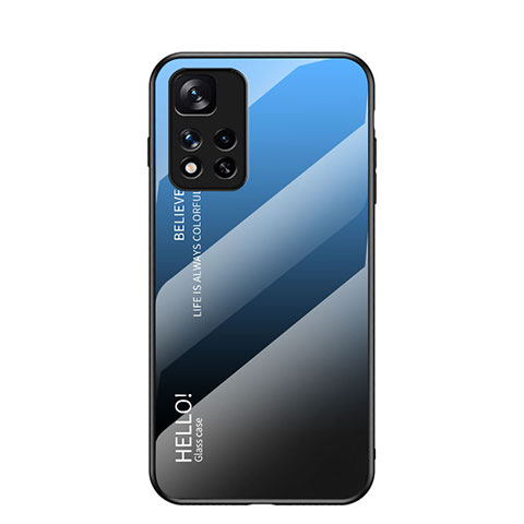 Carcasa Bumper Funda Silicona Espejo Gradiente Arco iris LS1 para Xiaomi Poco X4 NFC Azul