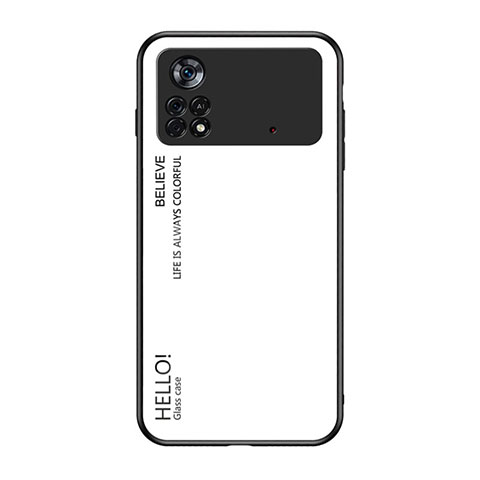 Carcasa Bumper Funda Silicona Espejo Gradiente Arco iris LS1 para Xiaomi Poco X4 Pro 5G Blanco